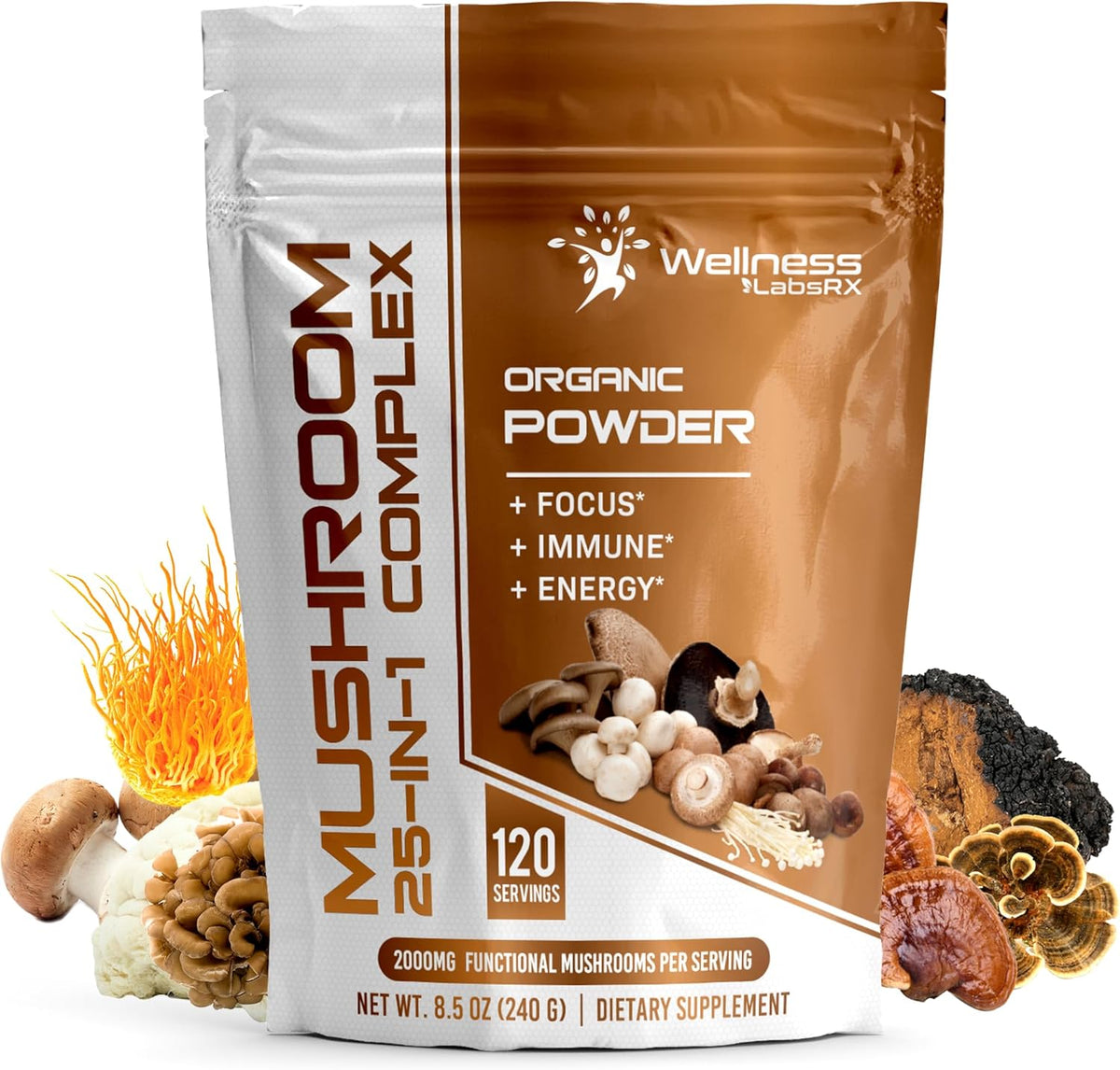 25 in 1 Mushroom Supplement Powder, 2500mg, 120 Servings R83945