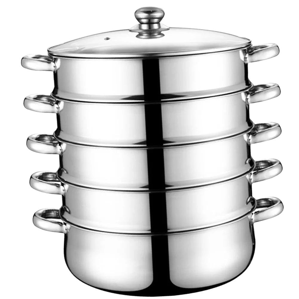 Stainless Steel Steamer Stockpot Soup Pot Silver 28cm E515505