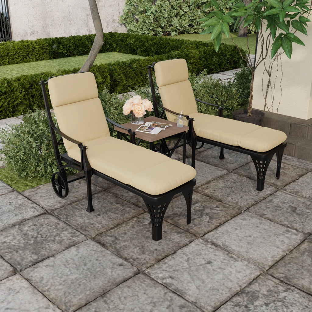 Antique Beige Rectangular Outdoor Chaise Lounge Cushion P9388