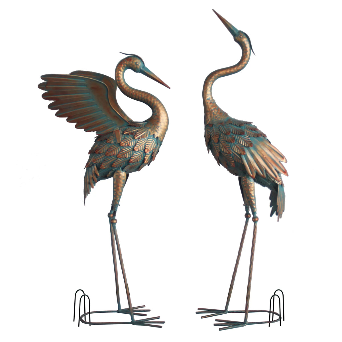 Metal Crane Garden Statues Set of 2 J1677