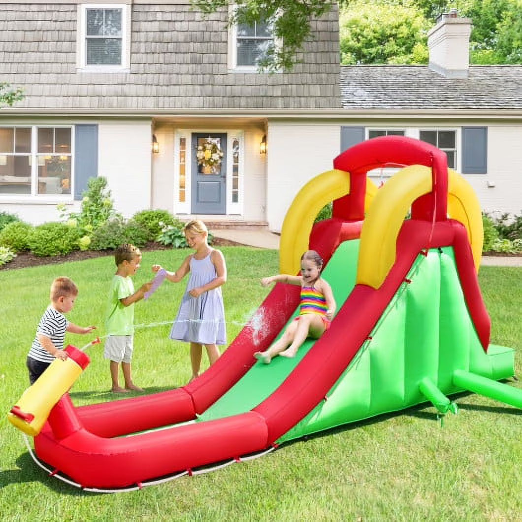 Inflatable Water Slide Bounce House with Climbing Wall and 550W Blower O5383