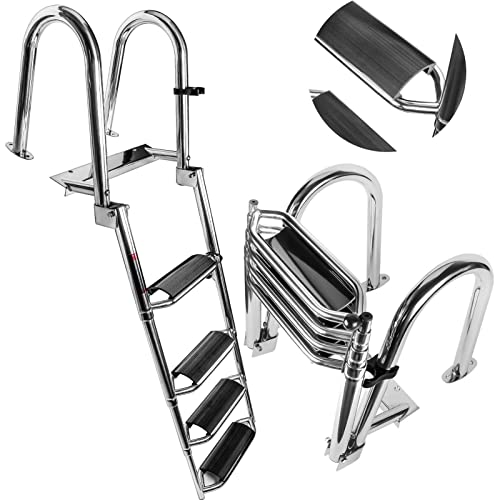 Telescoping Boat Ladder with Hand Railings and Extra Wide Steps D15318