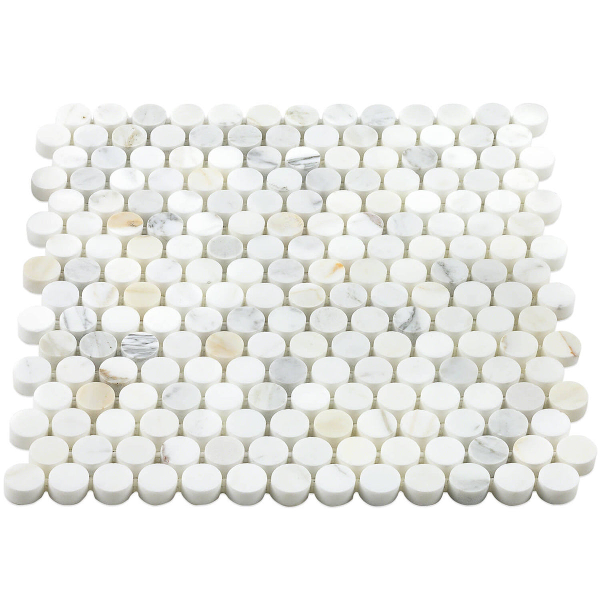 Calacatta Penny Rounds Polished Marble Tile E599