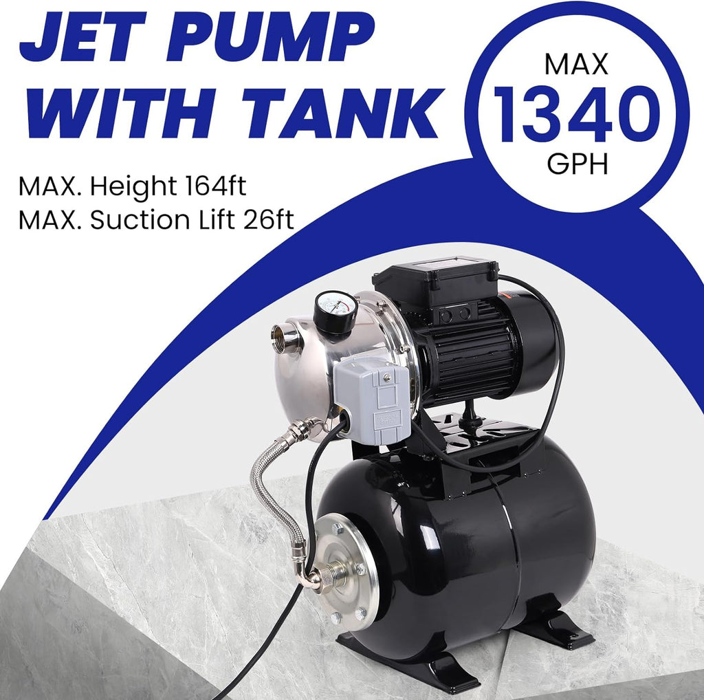 1.6HP Stainless Steel Shallow Well Pump with Pressure Tank M312986