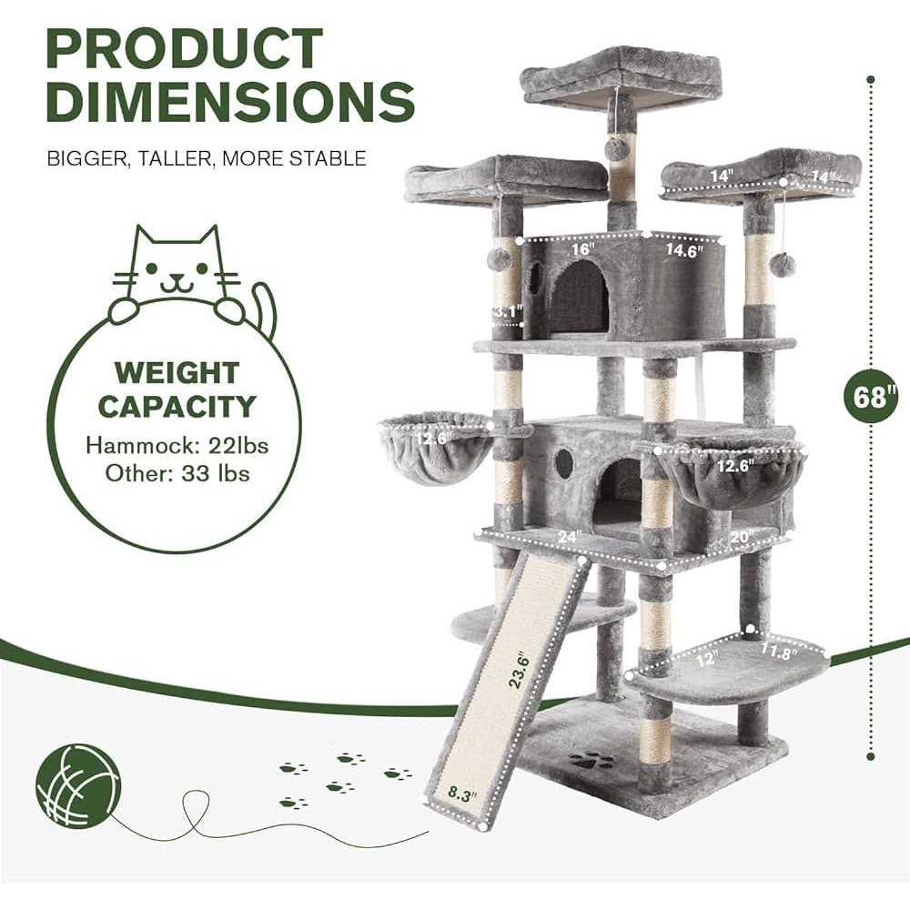 68 Inches Multi-Level Cat Tree with Cat Condo F991
