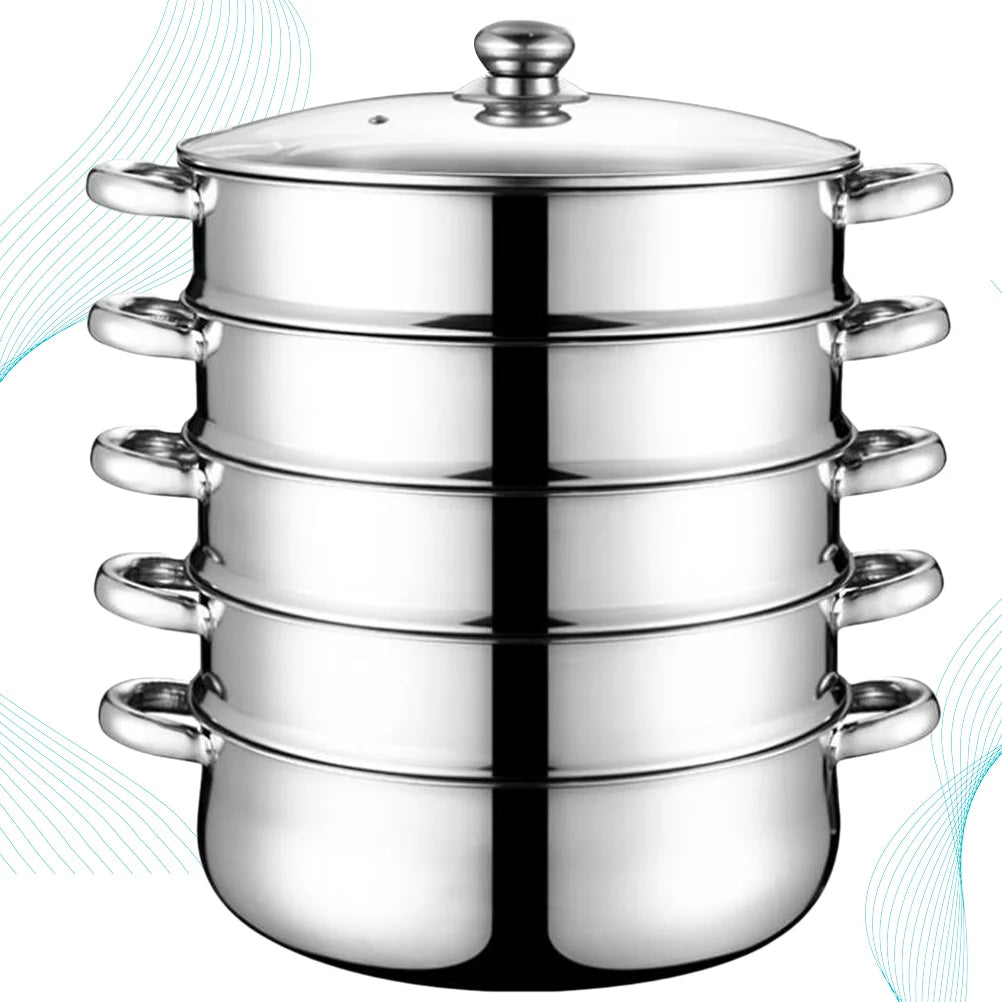 Stainless Steel Steamer Stockpot Soup Pot Silver 28cm E515505