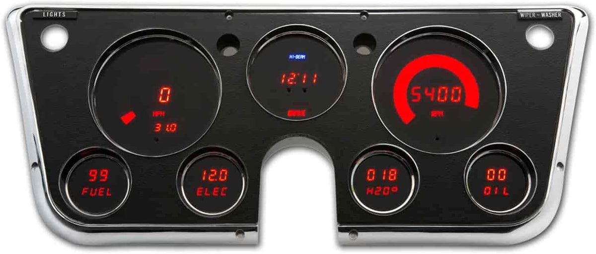 67 - 72 Chevy Truck Dash Panel Replacement Gauge with Bright Green LEDs A470