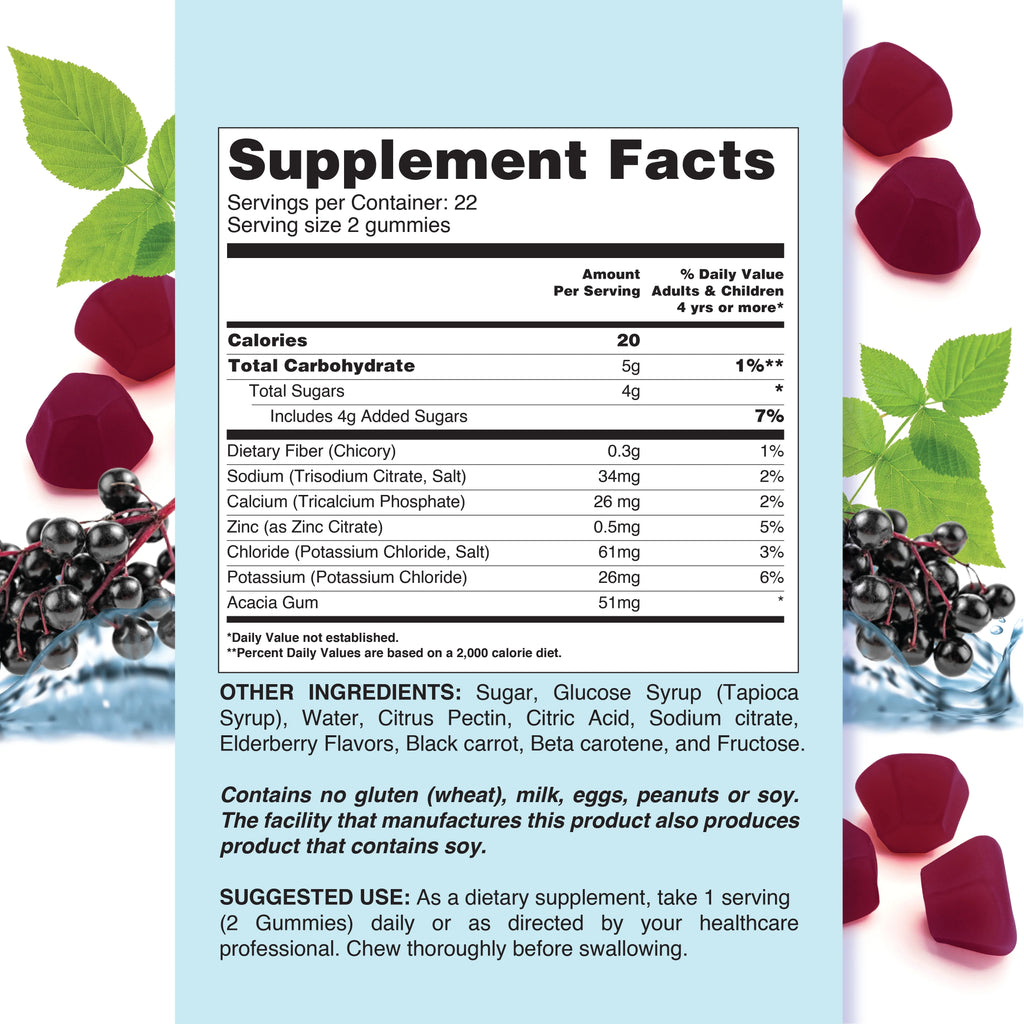 Elderberry Electrolyte Gummies 2 Pack 44 Count X215