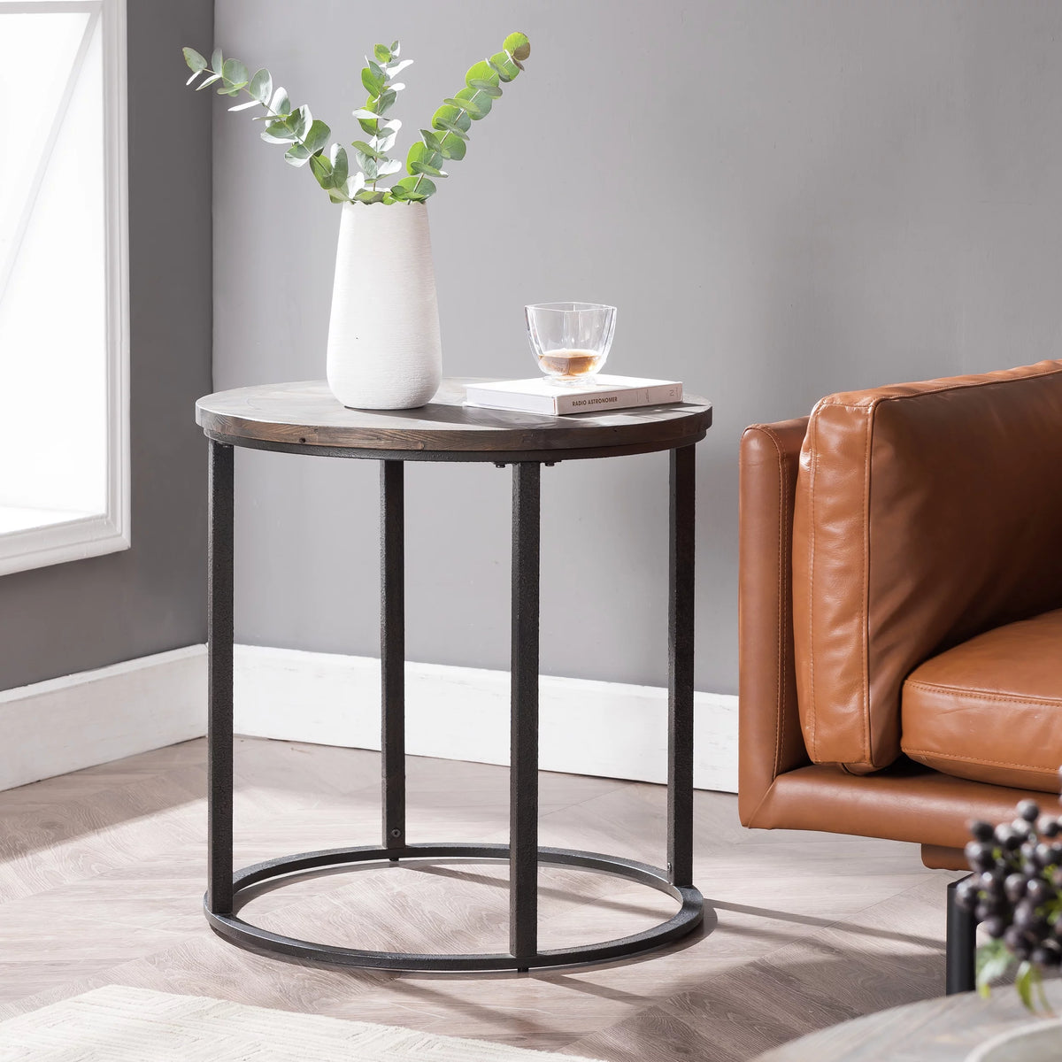 Round Industrial End Table 24 x 24 X770430