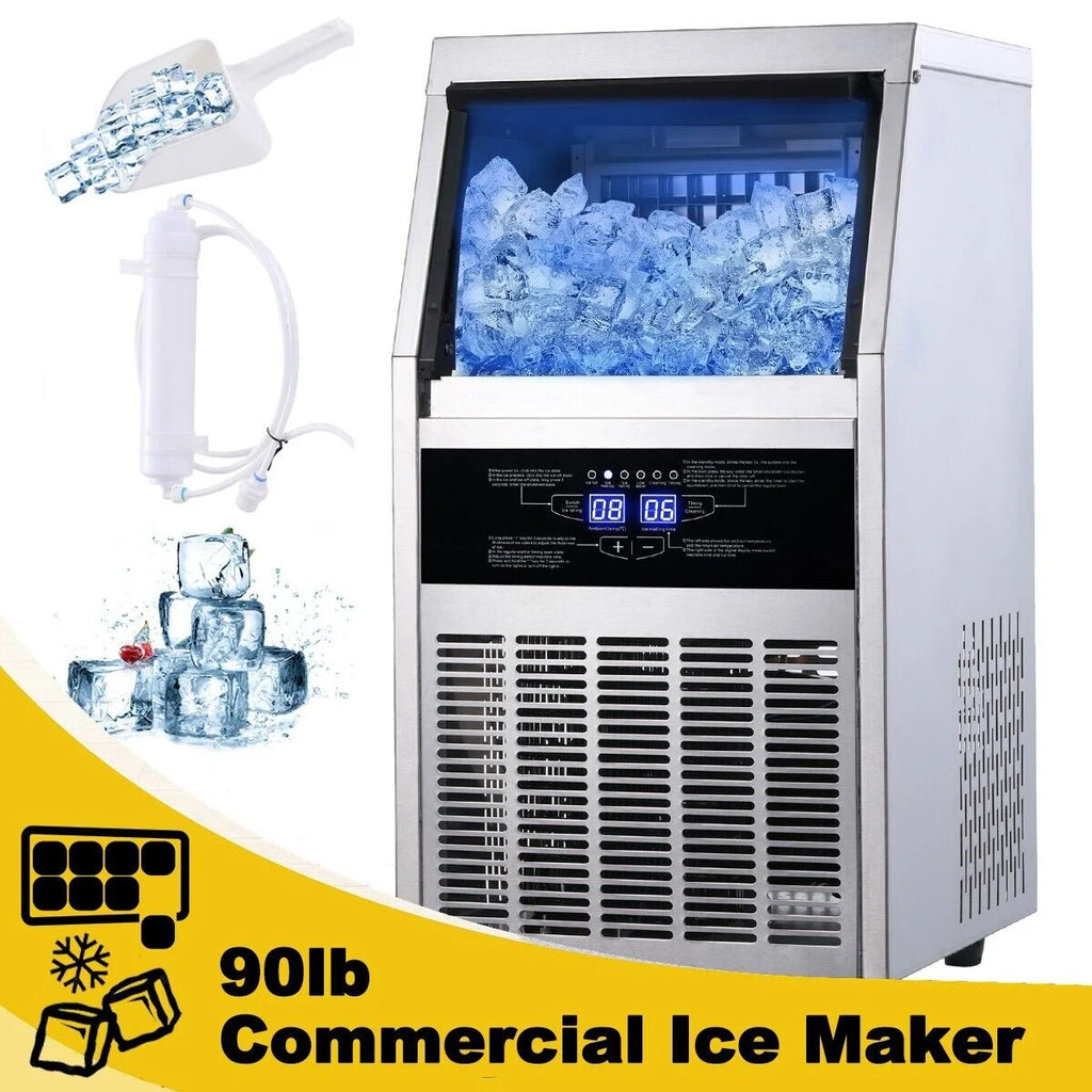 Commercial Ice Maker 90lb Stainless Steel Built-in Cube Machine O16480