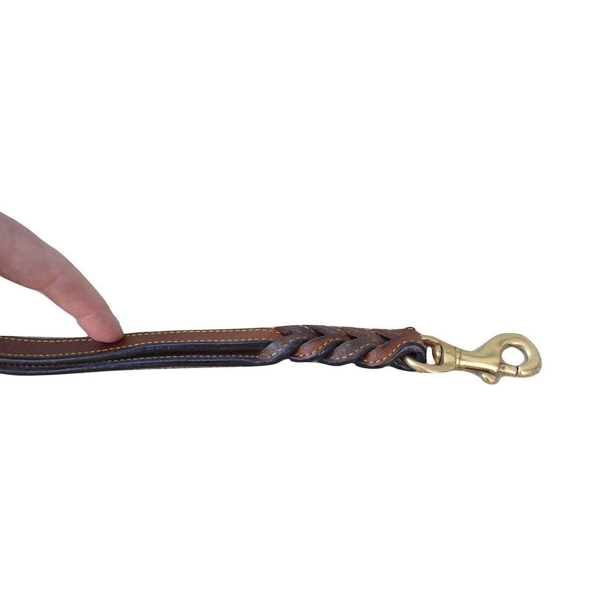 6 Foot Braided Leather Dog Leash with Traffic Handle Q4046