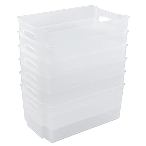 Plastic Stackable Fridge Storage Basket, Matte Transparent, 4 Packs T89691