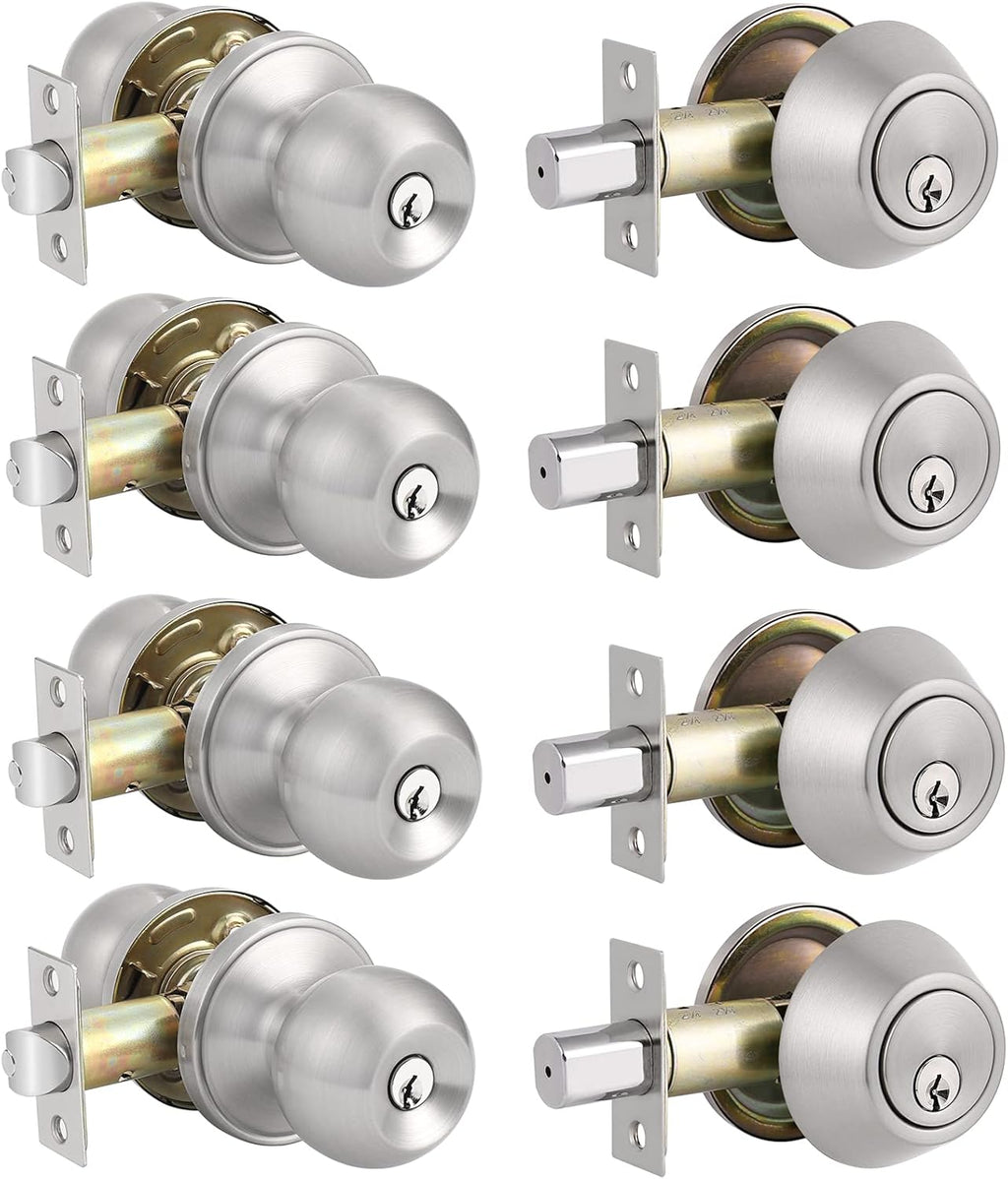 Front Door Handleset with Single Cylinder Deadbolt in Satin Nickel Finish T908784