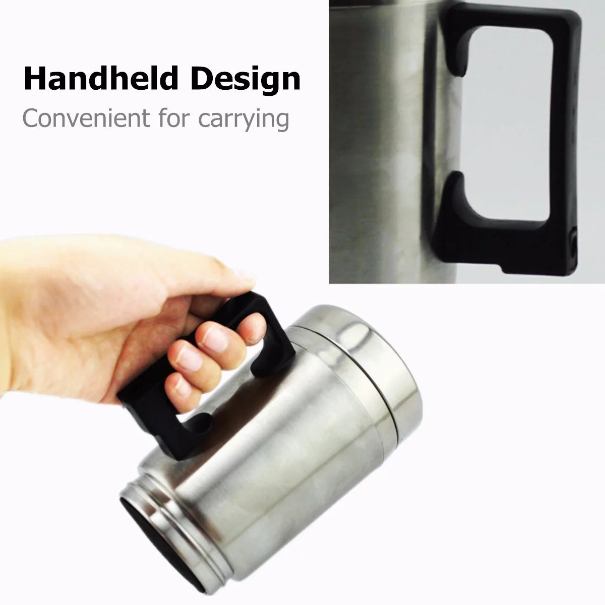 Stainless Steel 12V 500ml Heated Travel Mug with Lid G61665