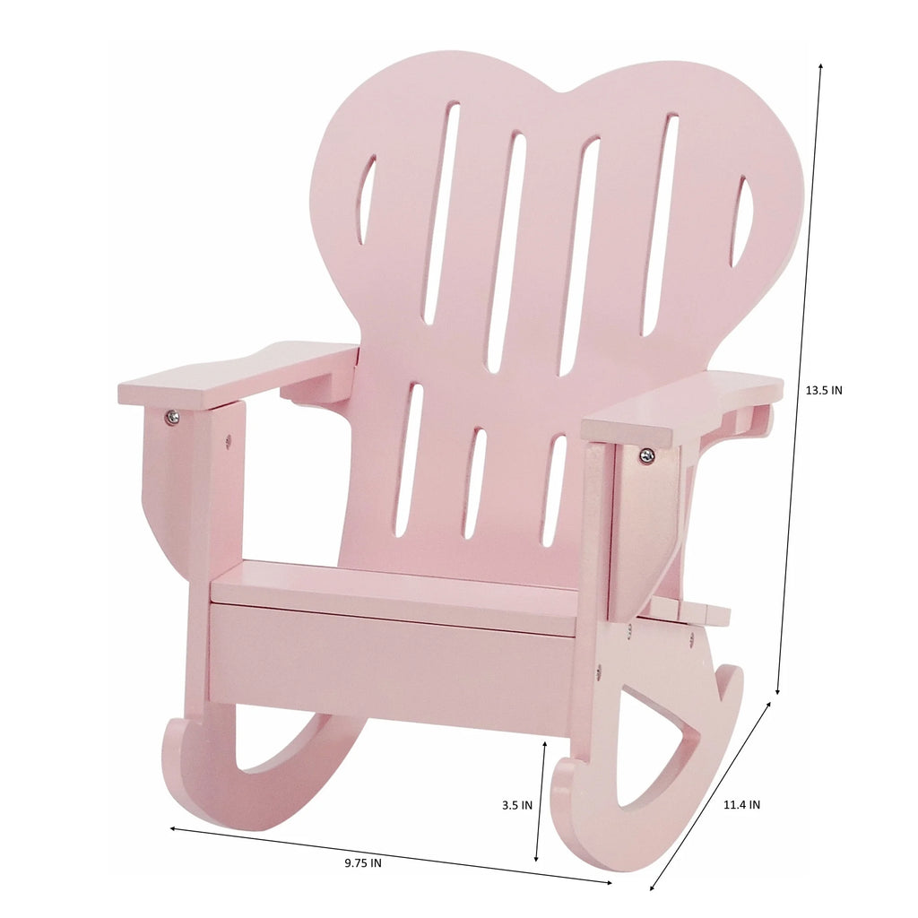Pink Outdoor Adirondack Rocking Chair with Heart Shaped Back W30932