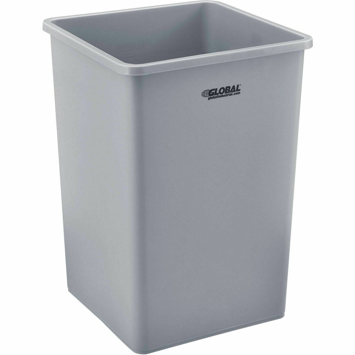Square Plastic Garbage Can, Gray, 35 Gallon F503596