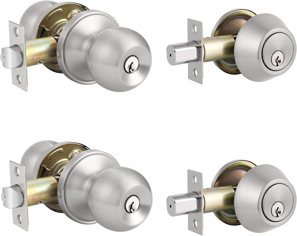 Front Door Handleset with Single Cylinder Deadbolt in Satin Nickel Finish T908784