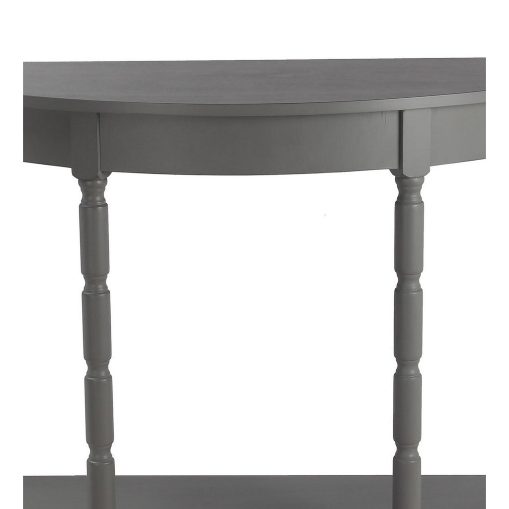 Light Gray Wooden Console Table with Open Shelf and Turned Legs C3695