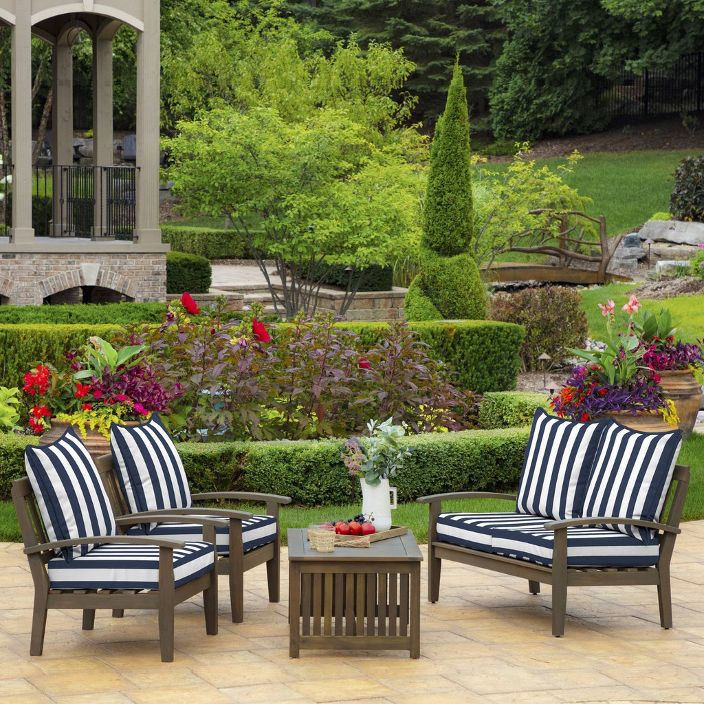 Cabana Stripe Sapphire Outdoor Deep Seat Set C870367