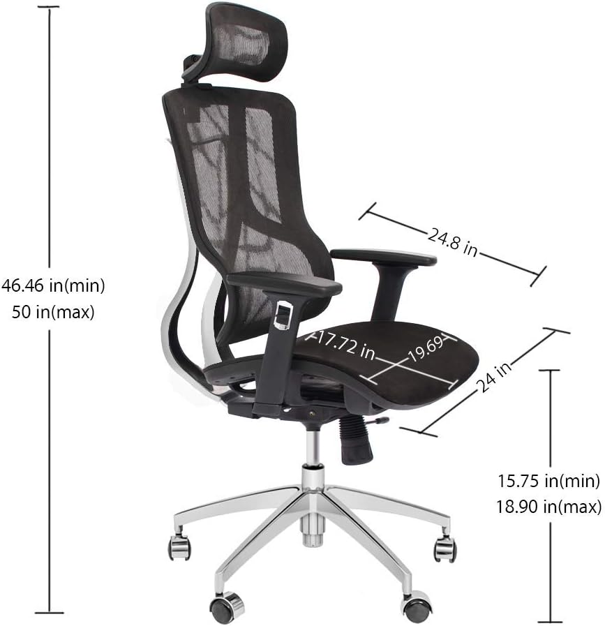 Black Ergonomic Mesh Office Chair with Headrest and 3D Armrest F339806