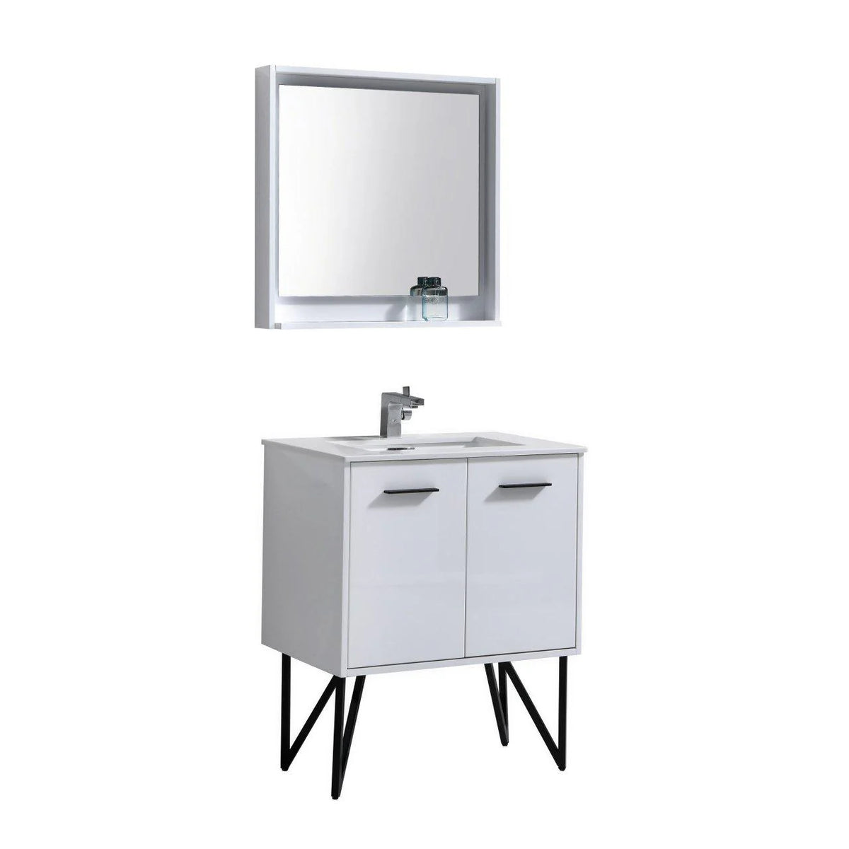30 in. White Bathroom Vanity with Mirror P675653