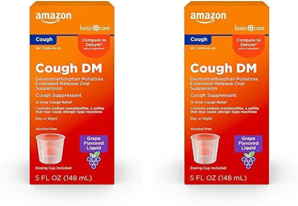 12 Hour Cough DM Syrup Grape Flavor Liquid Medicine 5 fl oz Pack of 2 A601