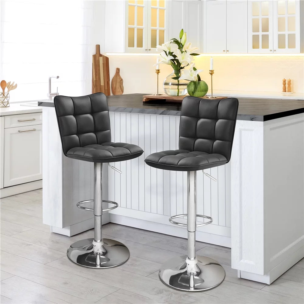 Black Faux Leather Wingback Barstool Set of 2 J17400