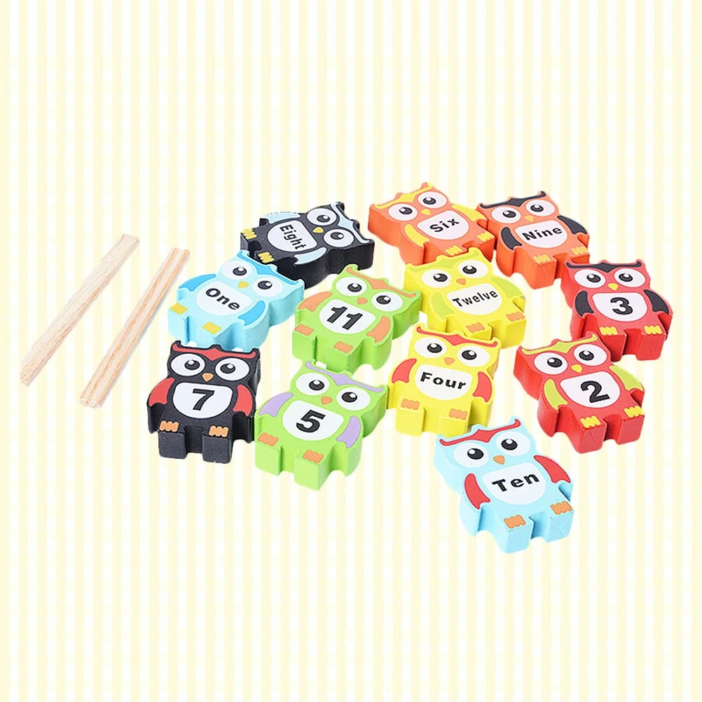 12pcs Wooden Owl Shape Stacking Blocks Toy Set Z53031