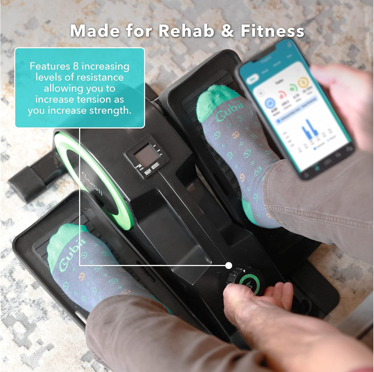 Under Desk Elliptical with Adjustable Resistance and Foot Straps J95111