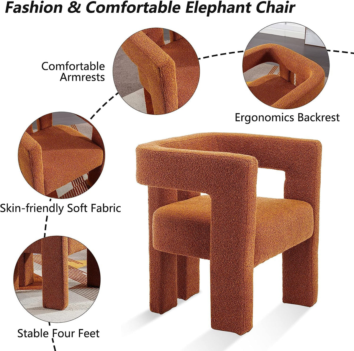 Boucle Upholstered Dining Chair Set of 2 C319731