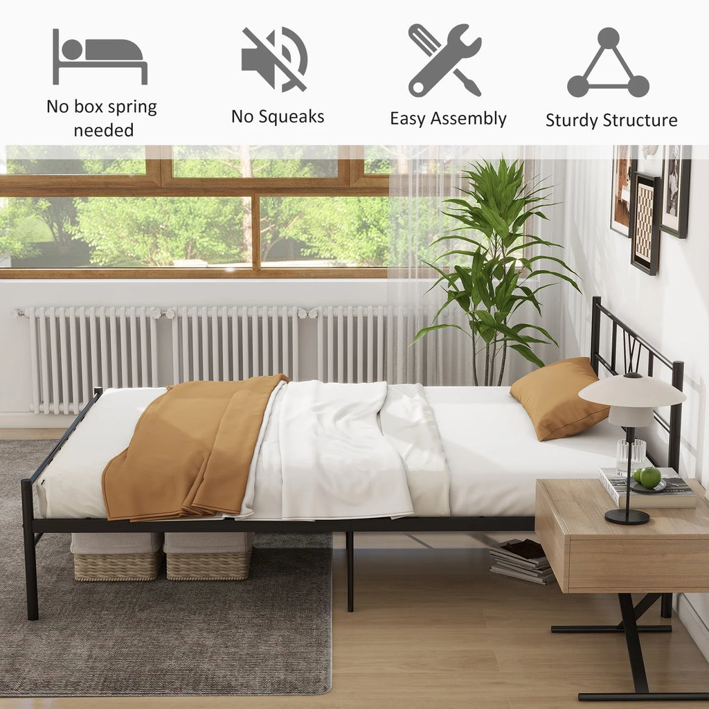 Full Size Metal Platform Bed Frame with Headboard and Footboard R278
