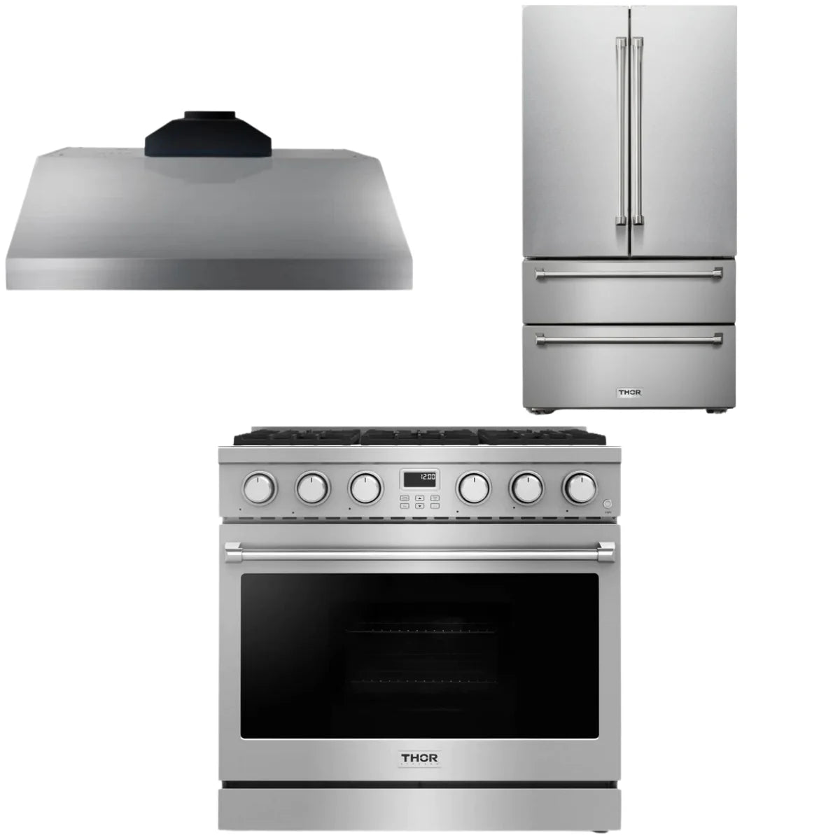 Gas Range, Range Hood and Refrigerator X169730