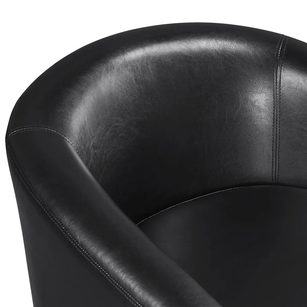 Black Faux Leather Accent Chair and Ottoman Set I89391