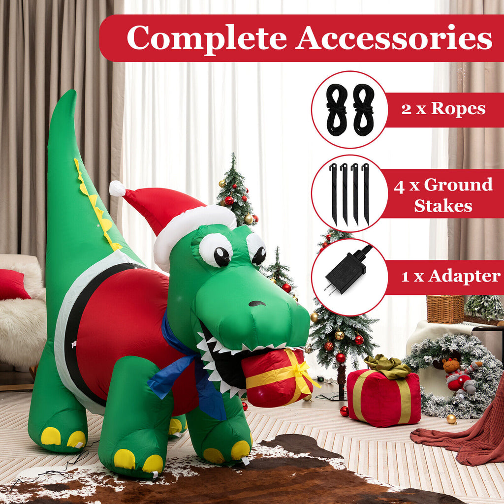 6 FT Christmas Inflatable Dinosaur with Gift Box LED Lights & Blower Z423836