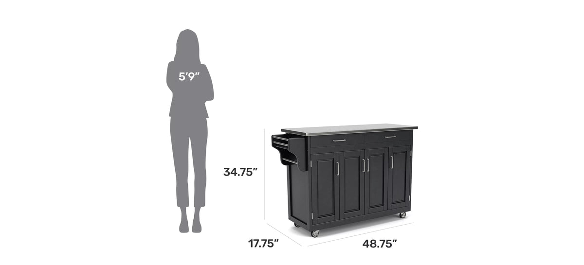 Wood Kitchen Cart in Black T50438