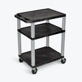 Black 3 Shelf AV Cart S253385