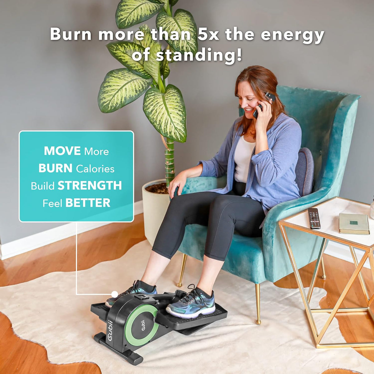 Under Desk Elliptical with Adjustable Resistance and Foot Straps J95111