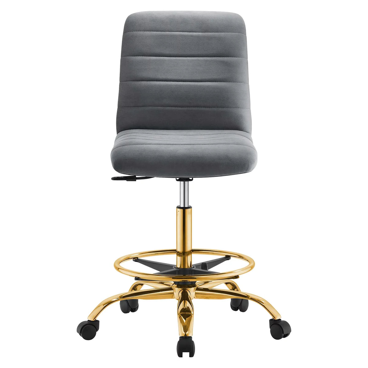 Gray Velvet Armless Drafting Chair S1752