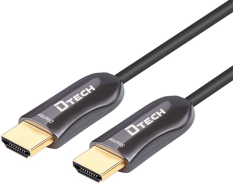 100m Slim Fiber Optic HDMI Cable 2.0 UHD 4K 60Hz 18Gbps Black Pack of 2 L48016