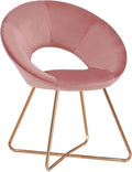 Pink Velvet Upholstered Arm Chair with Golden Metal Frame Legs X8014