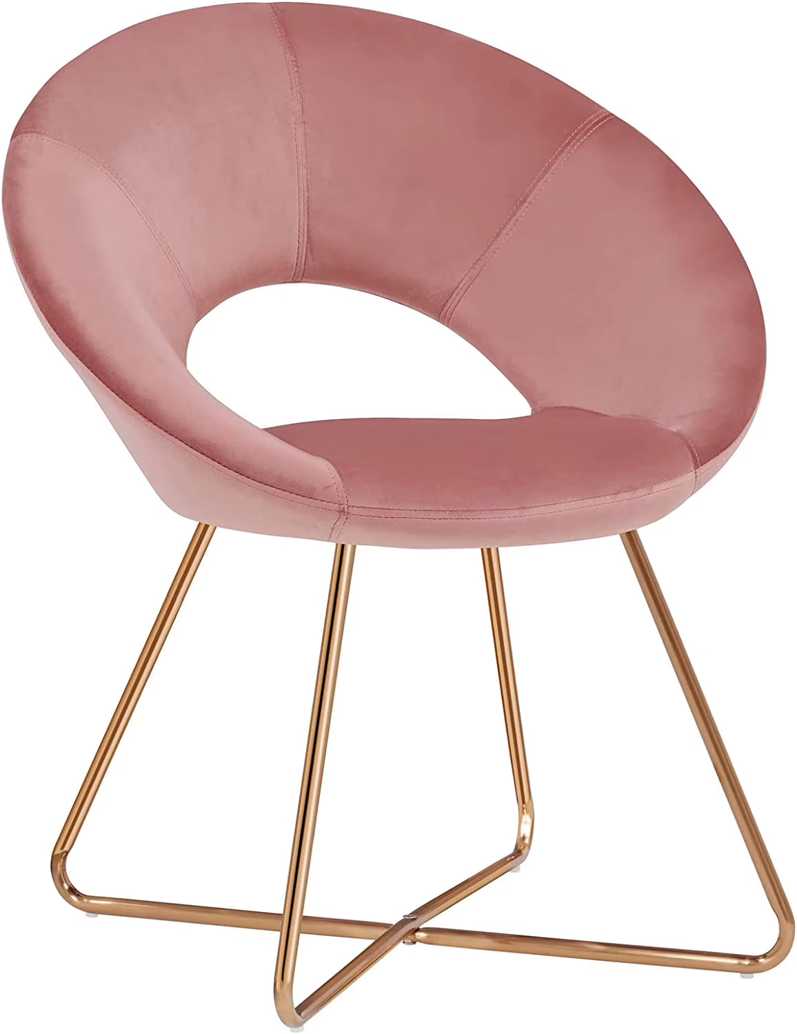 Pink Velvet Upholstered Arm Chair with Golden Metal Frame Legs X8014