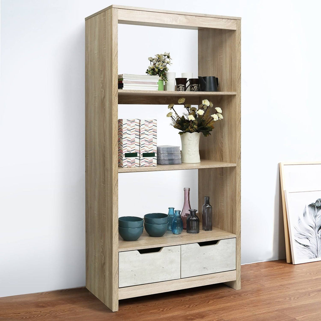 3-Shelf with Drawers MDF Bookcase Storage V1820