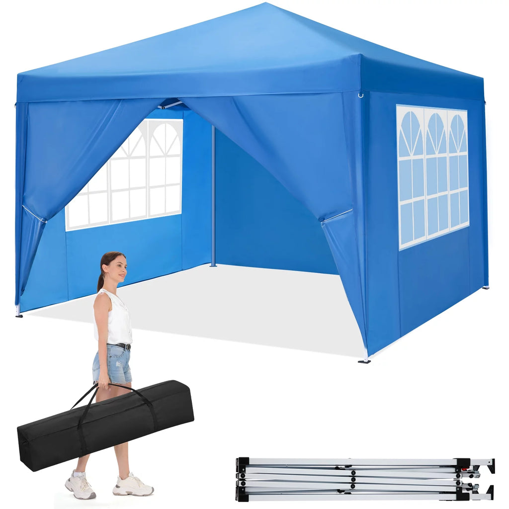 10'x 10' Pop up Canopy with 4 Removable Sidewalls & Carrying Bag, White M98121