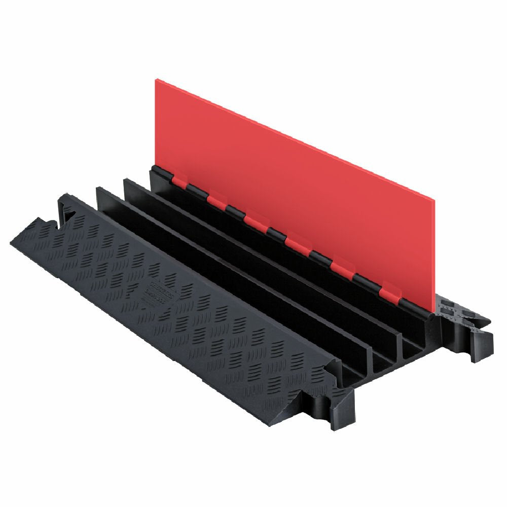 3 Channel Polyurethane Cable Protector with Dog Bone Connector, Orange Lid with Black Ramp M7741