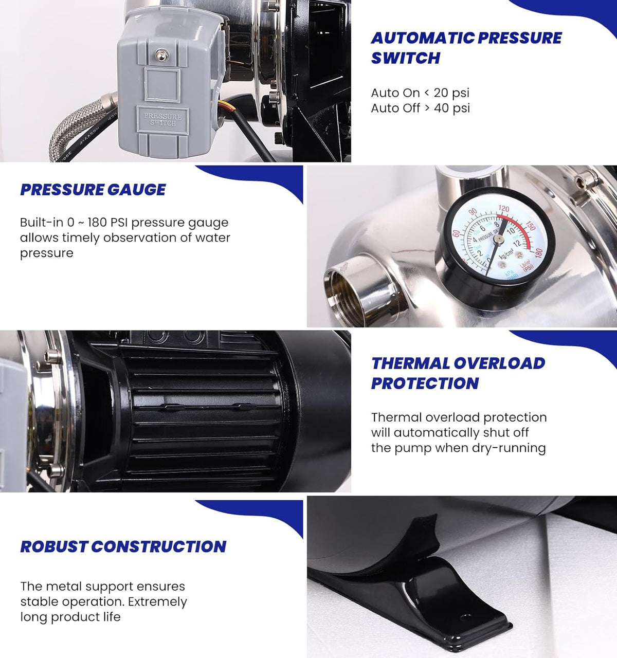 1.6HP Stainless Steel Shallow Well Pump with Pressure Tank M312986