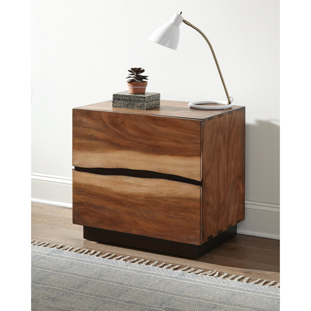 Smokey Walnut and Coffee Bean 2-drawer Nightstand R648