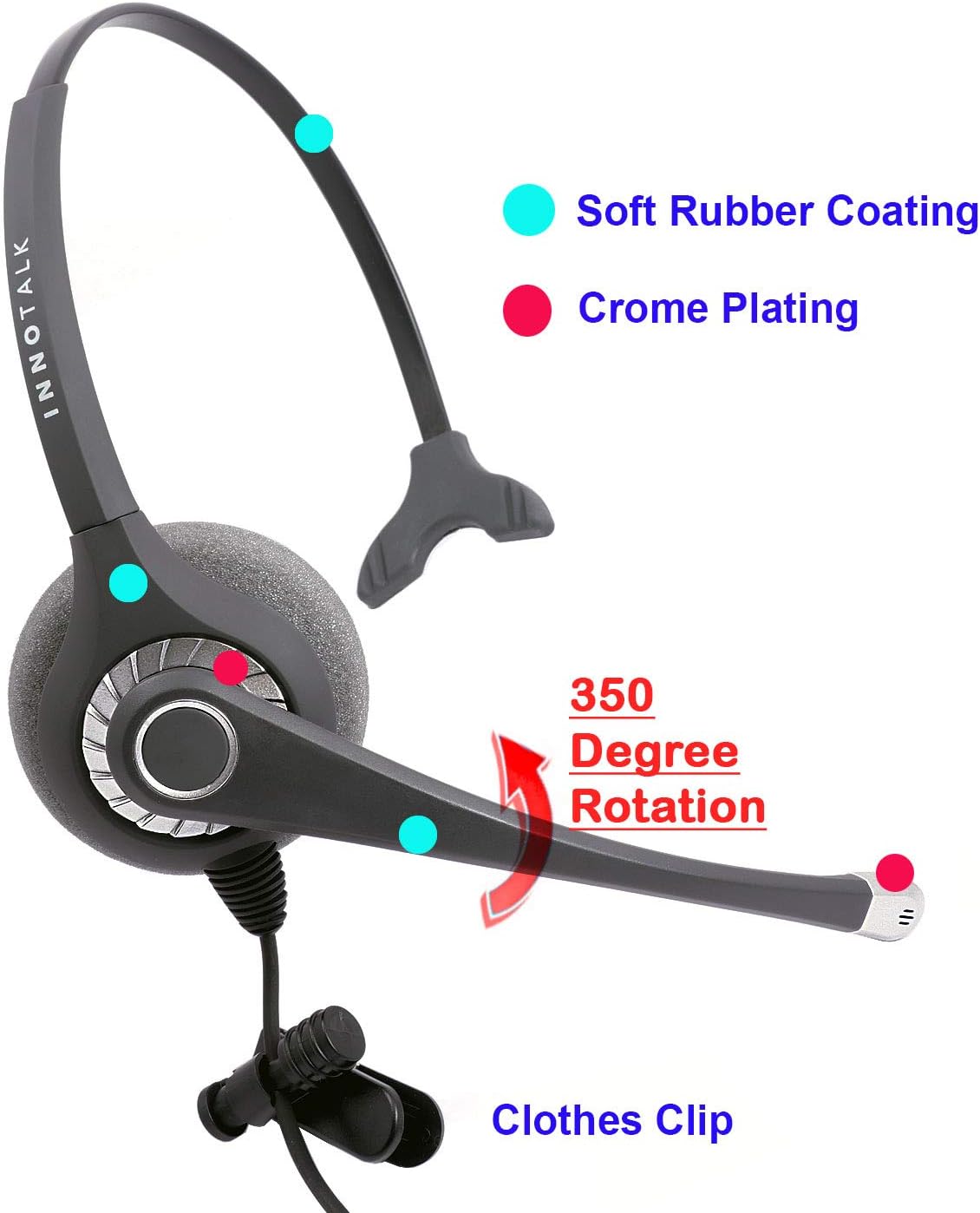 Headset with Quick Disconnect RJ9 Headset Adapter Q741506