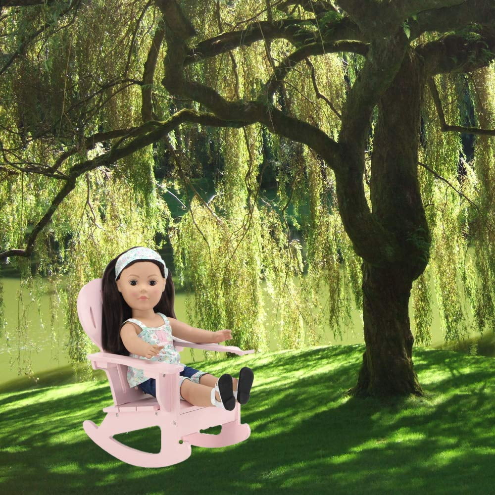 Pink Outdoor Adirondack Rocking Chair with Heart Shaped Back W30932