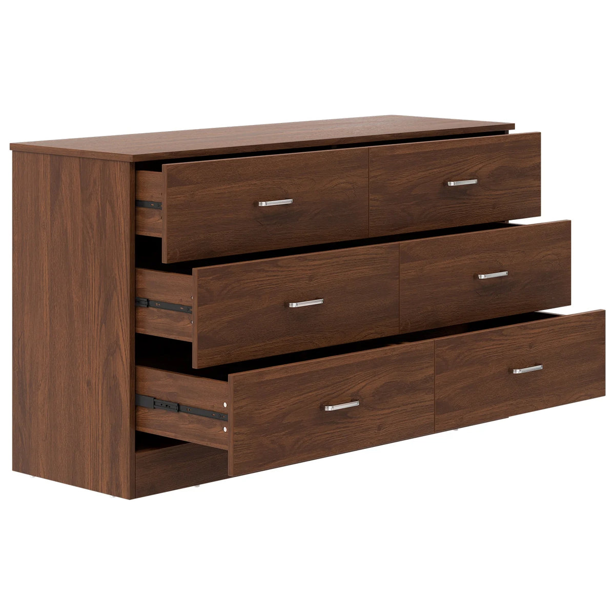 White 6 Drawer Wood Double Dresser P15728