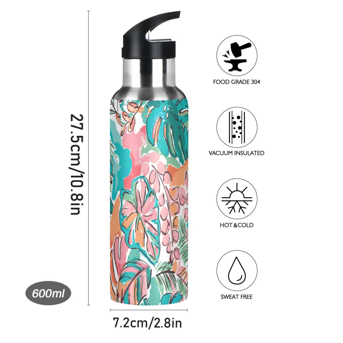 Stainless Steel Insulated Water Bottle with Straw Lid N133839